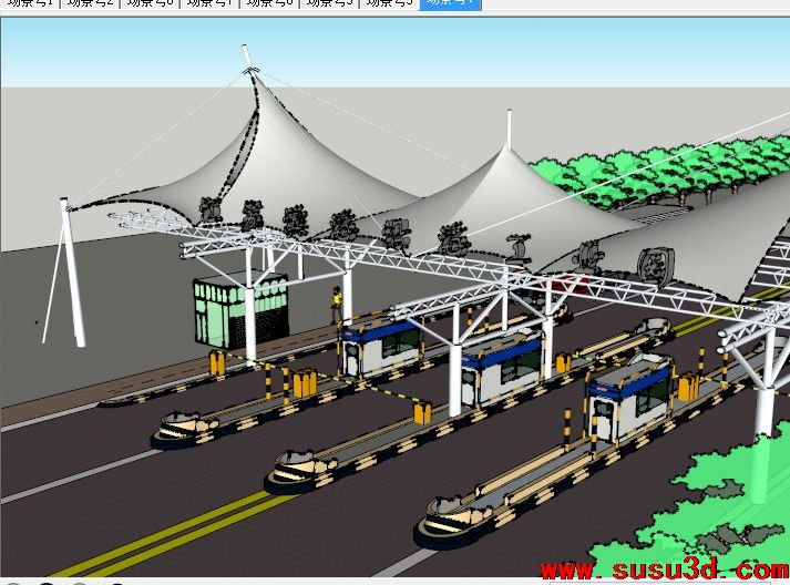 工业园区道路入口SKP模型