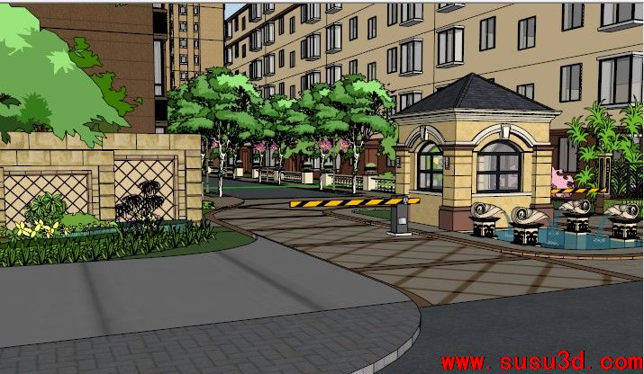 欧式建筑大门入口SU模型